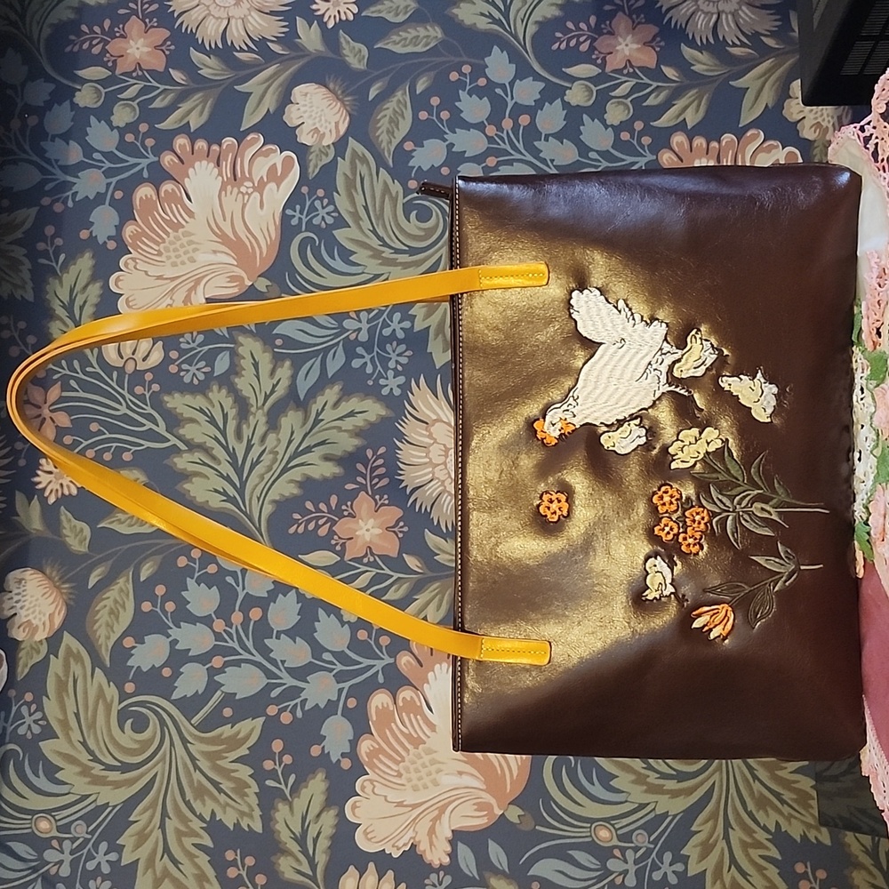 Princess Highway Chicken Embroidered Tote | Cottagecore Vegan Leather Bag